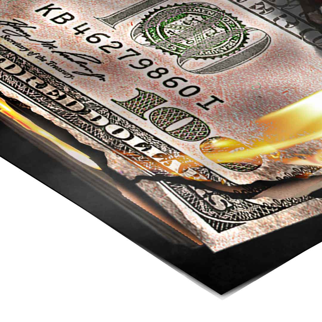 Burning 100 Dollar Bill - Poster