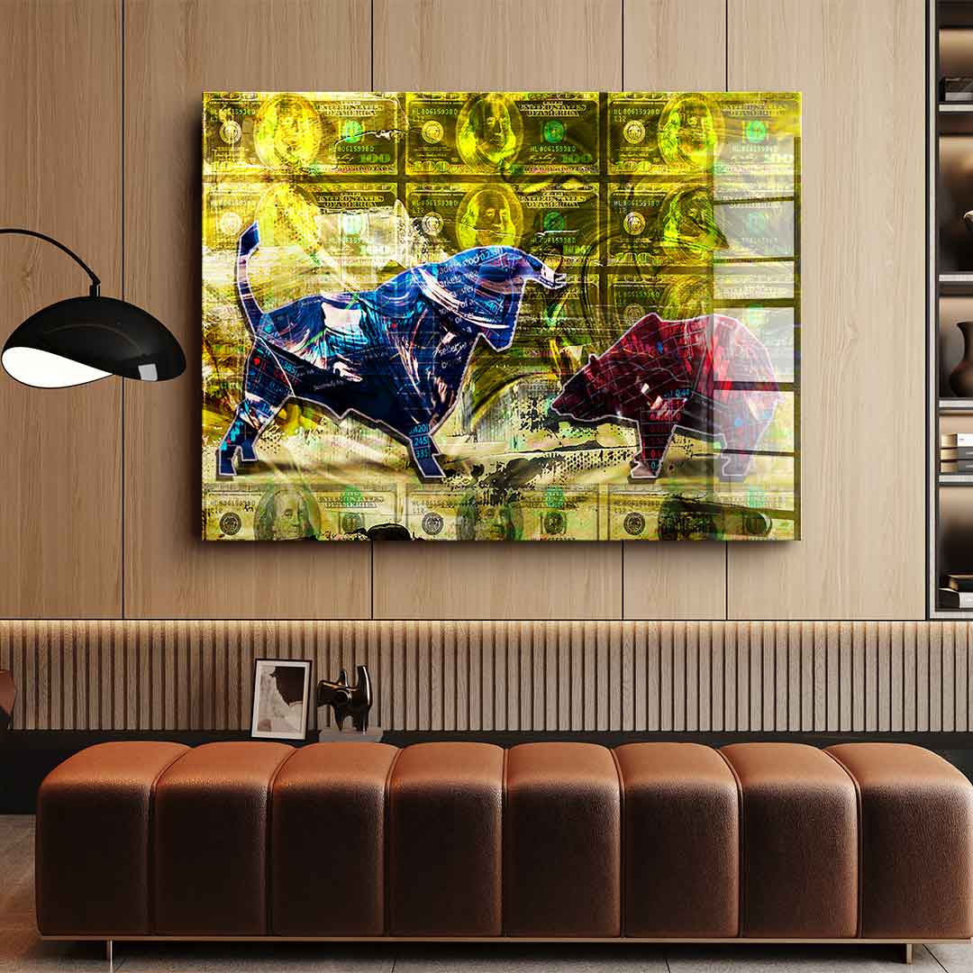 Bull vs. Bear - acrylic glass