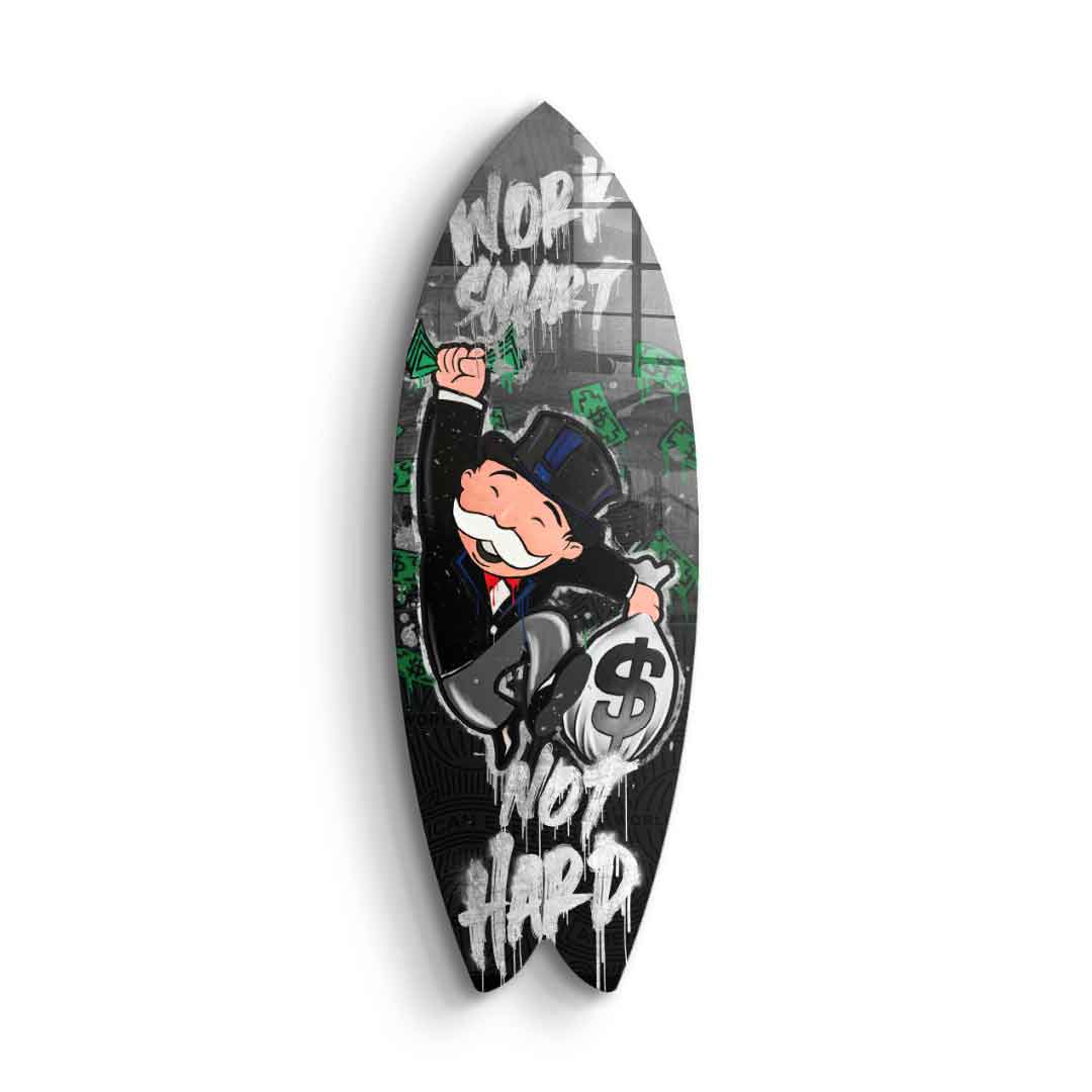 Surfboard Work Smart Not Hard - Silver Leaf