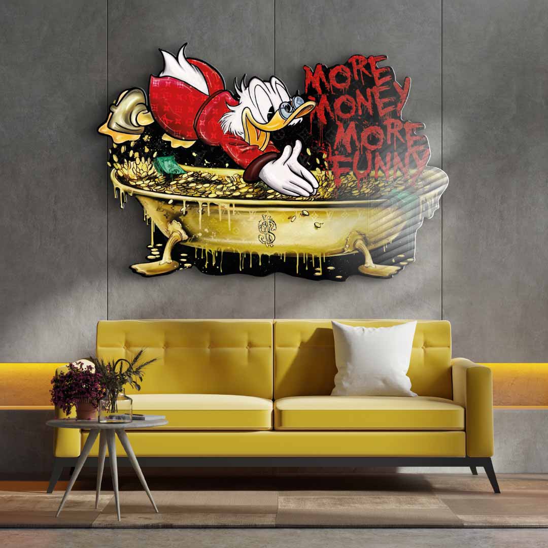 Wall sculpture More Money Duck - acrylic glass