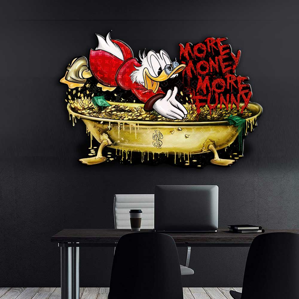 Wall sculpture More Money Duck - acrylic glass